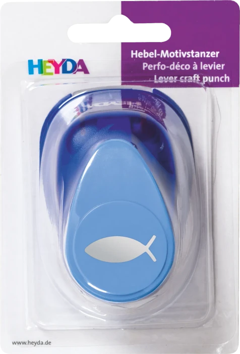 Heyda Hebel-Motivstanzer groß, Fisch, blau, 25mm