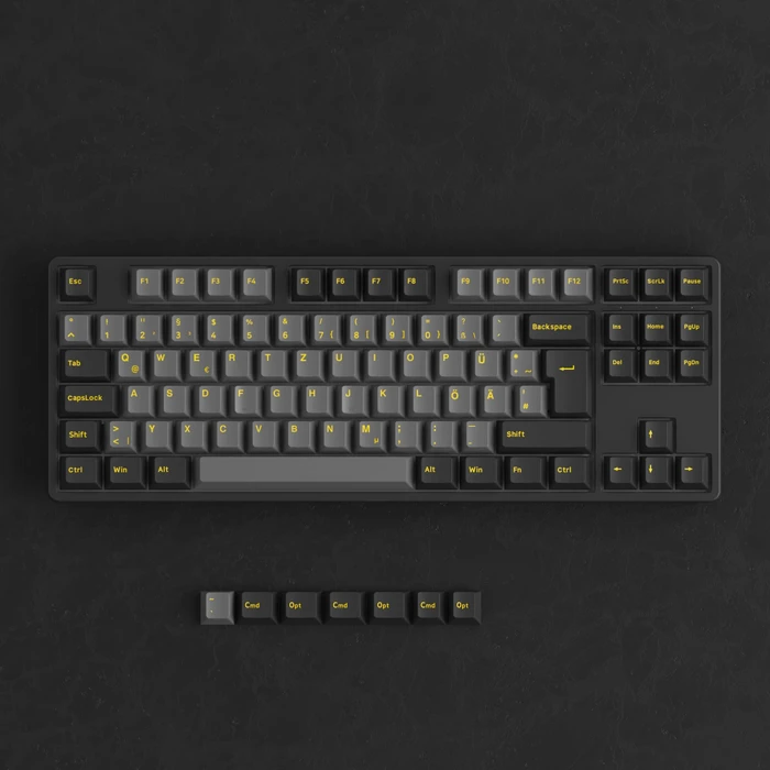 Akko 5087S V1, Black & Gold, schwarz/gelb, LEDs RGB, hot-swap, V3 Pro Cream Yellow, USB, DE
