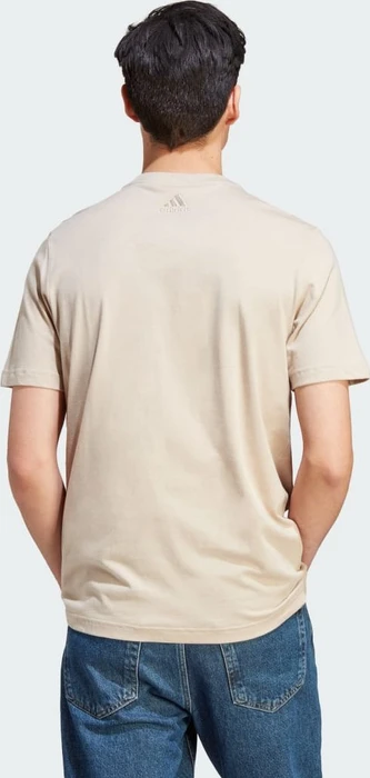 adidas Essentials Single Jersey Linear Embroidered Logo T-Shirt kurzarm wonder beige (Herren)