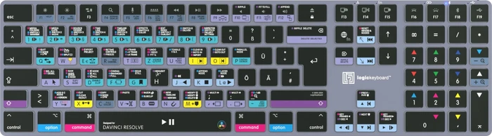 LogicKeyboard Titan Wireless DaVinci Resolve Mac, Titanium Gray, LEDs weiß, USB/Bluetooth, DE