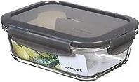 LOCK & LOCK Frischhaltedose Glas LLG428G 630ml | rechteckig | ofenfest bis 400°C | luftdicht | Deckel grau Image