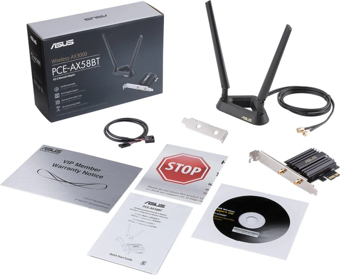 ASUS PCE-AX58BT, 2.4GHz/5GHz WLAN, Bluetooth 5.2, PCIe x1