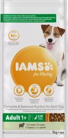 IAMS for Vitality für ausgewachsene Hunde kleiner und mittelgroßer Rasse, mit Lamm, 3kg