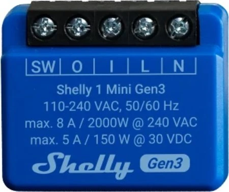 Shelly 1 Mini Gen3, 1-Kanal, Unterputz, Schaltaktor, 8er-Pack