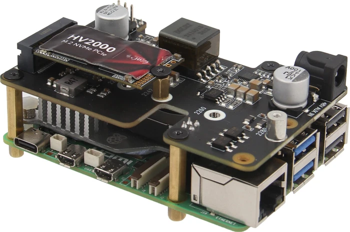 Geekworm X1012 PCIe auf M.2 Key-M NVMe+PoE Adapter-Board, M.2 M-Key 2230/2242/2260/2280 NVMe Slot für Raspberry Pi 5