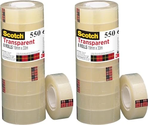 3M Scotch 550 transparent, Klebeband, 19mm/33m, 8 Stück