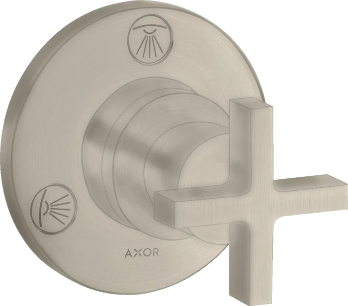 Hansgrohe Axor Citterio Ab- und Umstellventil Trio/ Quattro Unterputz mit Kreuzgriff brushed nickel