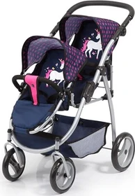 Bayer Design Zwillingswagen Puppenbuggy Einhorn blau/pink