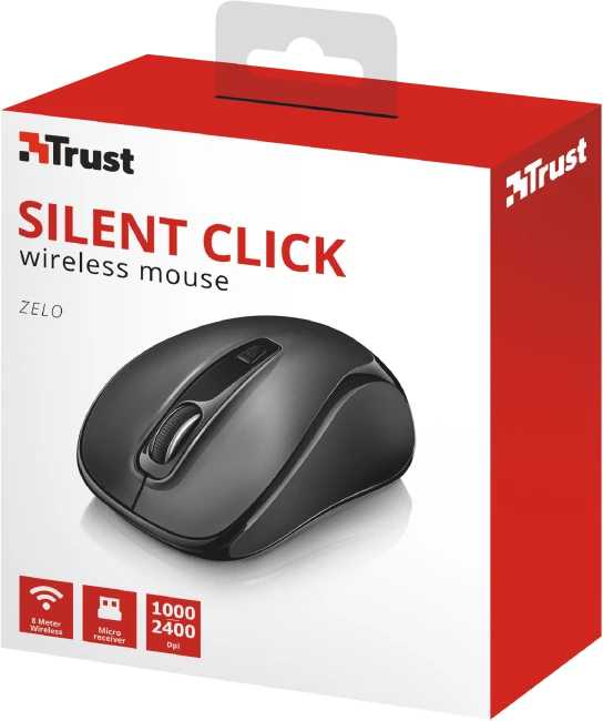 Trust Zelo Silent Click Wireless Mouse schwarz/grau, USB