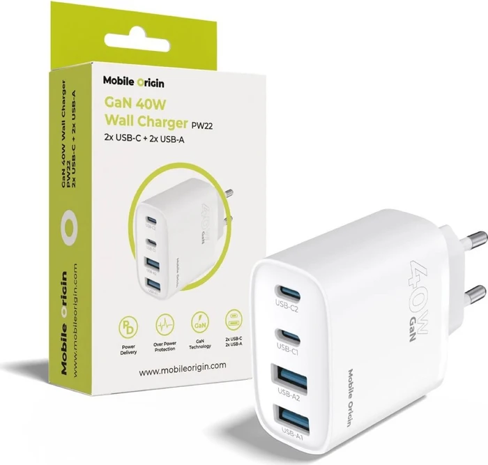 Mobile Origin GaN 40W Wall Charger PW22 weiß