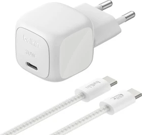 Belkin BoostCharge USB-C-Ladegerät + USB-C/USB-C-Kabel (30W) grau