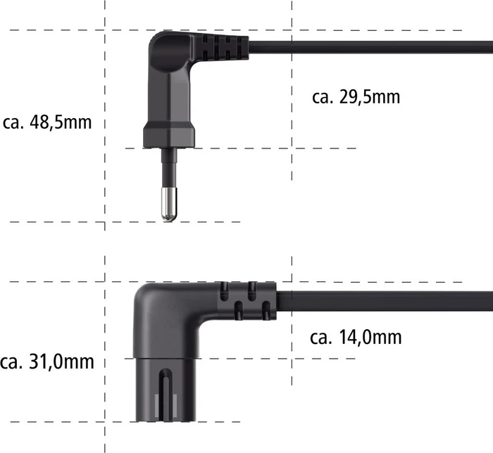 Hama Euro-Netzkabel gewinkelt/gewinkelt, 3m schwarz