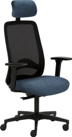 Mayer Sitzmöbel myTriton 2228 Stoff 26502 Bürostuhl mit Netzrücken, 3D-Armlehnen und Kopfstütze, jeansblau meliert/schwarz