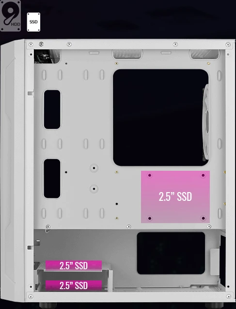 AeroCool Trinity Mini White, weiß, Lüfter LED Fixed RGB, Glasfenster