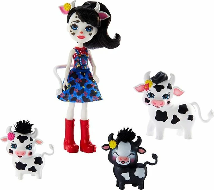 Mattel Enchantimals - Kuhmädchen Cambrie Cow & Familie