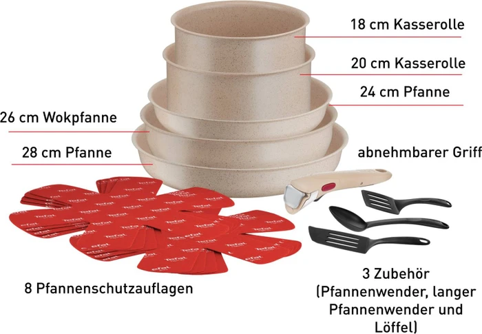 Tefal L78390 Ingenio Delight Kochgeschirr-Set, 17-tlg.