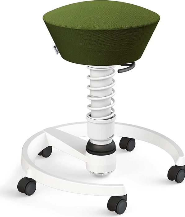 Aeris Swopper New Edition Bürohocker mit Rollen, Feder Standard, Gestell Alu weiß, Bezug Wollmischung Select grün