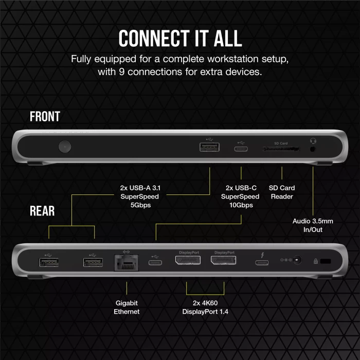 Corsair TBT100 Thunderbolt 3 Dock (2x DisplayPort), Thunderbolt 3 [Buchse]