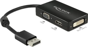 DeLOCK DisplayPort 1.1 auf HDMI/DVI/VGA Adapter, passiv, schwarz (62656)