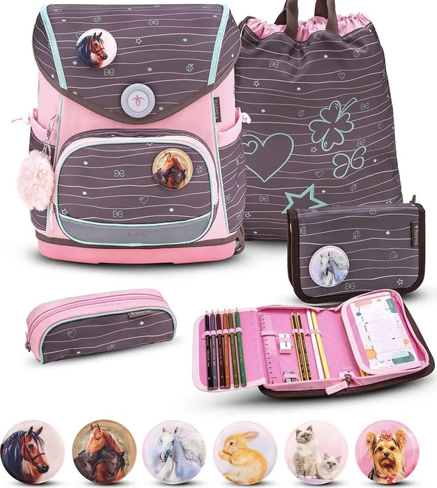 Belmil Premium Compact Cherry Blossom Schultaschen-Set, 5-tlg.