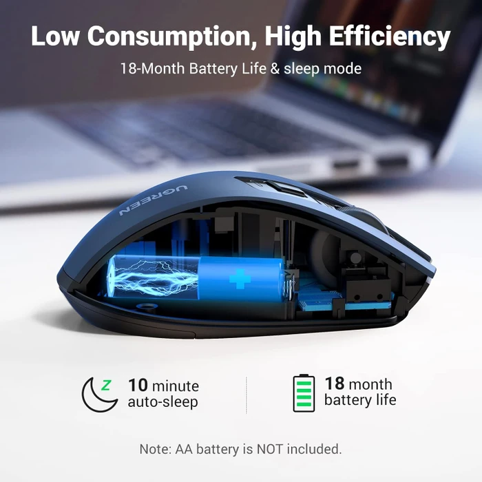 Ugreen MU006 Ergonomic 2.4G Wireless Mouse, blau/schwarz, USB