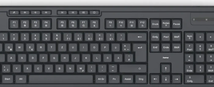 Hama WK-200 Funktastatur, schwarz, USB, DE
