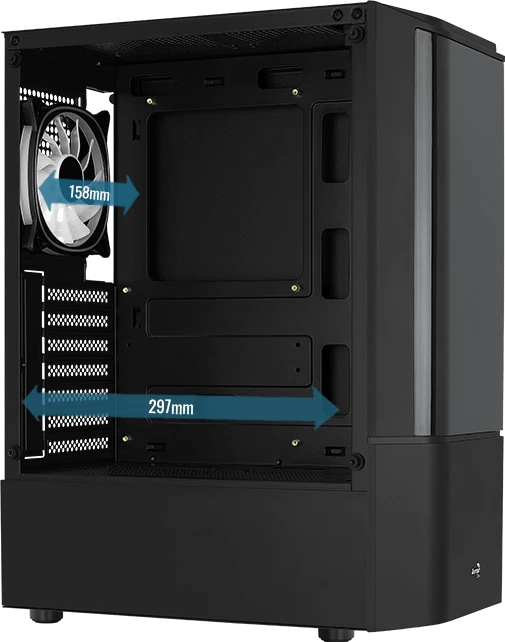 AeroCool Quantum [V2], schwarz, Lüfter LED Fixed RGB, Glasfenster