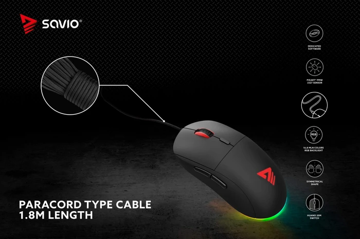 Savio Gambit RGB Gaming Mouse schwarz, USB