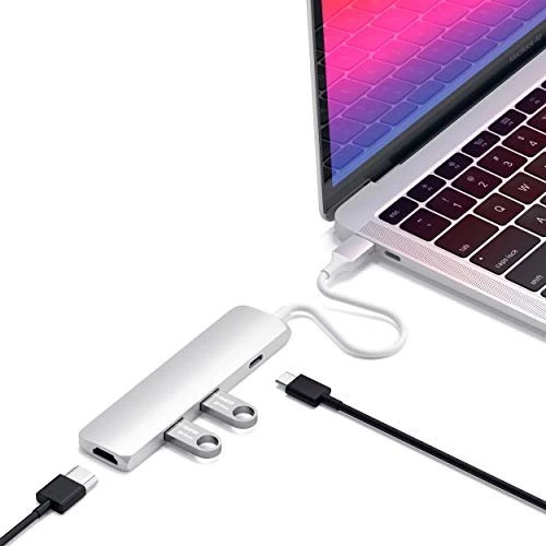 Satechi Aluminium Multi-Port Slim silber, USB-C 3.0