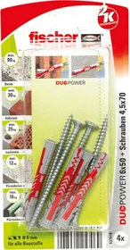 fischer DuoPower 6x50 S K Schrauben/Dübel-Sortiment, 4 Stück