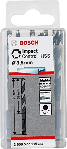Bosch Professional HSS Impact Control Spiralbohrer, 3.5x39x79mm, 1 Stück