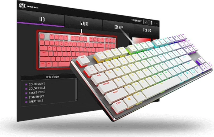 Cooler Master SK630 Tenkeyless, LEDs RGB, White Limited Edition, MX LOW PROFILE RGB RED, USB, DE