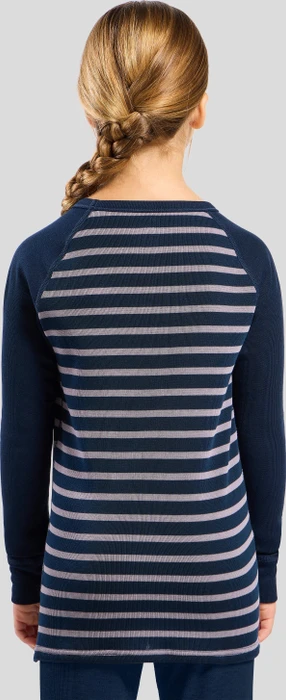 Odlo Active Warm Eco Stripes Funktionsshirt langarm gray ridge melange (Junior)