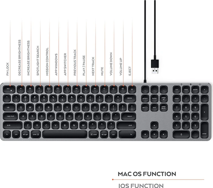 Satechi Aluminium Wired Keyboard, space gray, USB, US