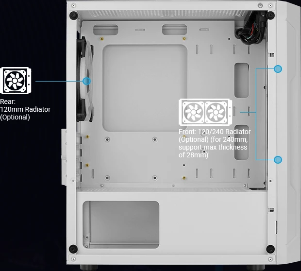 AeroCool Trinity Mini White, weiß, Lüfter LED Fixed RGB, Glasfenster