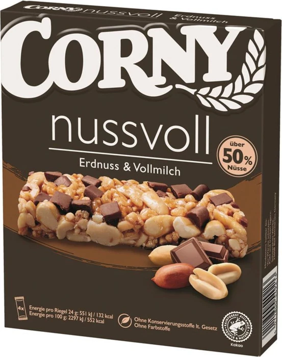 Corny Nussvoll Müsliriegel Erdnuss/Vollmilch 96g (4x 24g)