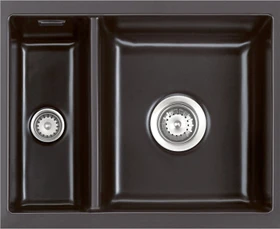 systemceram Mera 60 U/g Unterbau Becken rechts mit Ablauffernbedienung nero