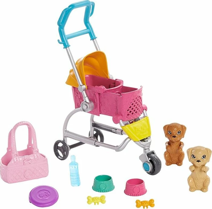 Mattel Barbie - Hundebuggy Spielset mit Puppe brünett