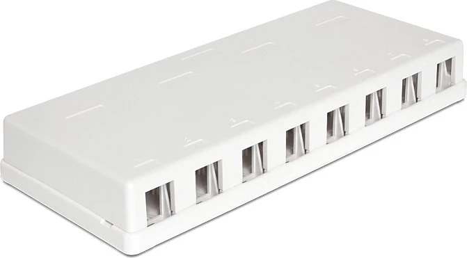 DeLOCK Keystone Aufputz-Leergehäuse, 8-fach, 1HE, weiß