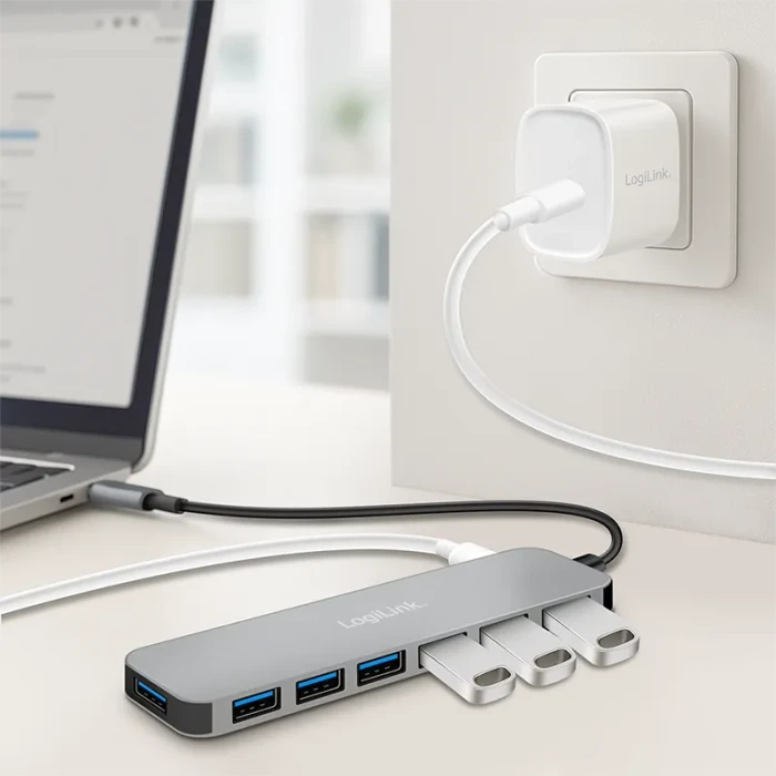 LogiLink USB-Hub, 7x USB-A 3.0, USB-C 3.0 [Stecker]