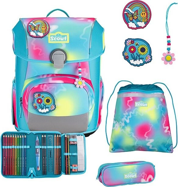 Scout Neo Safety Light Happy Rainbow Schultaschen-Set, 4-tlg.