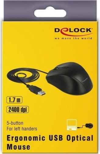 DeLOCK Ergonomic Mouse schwarz, USB