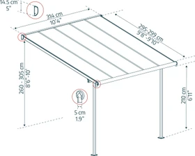 Palram Canopia Sierra Terrassenüberdachung 314x299cm grau