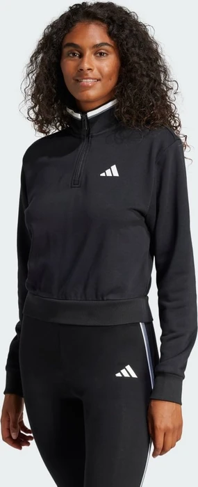 adidas Essentials Color Pop French Terry Crop Quarter-Zip Originals Sweatshirt schwarz (Damen)