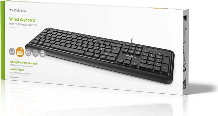 Nedis Multimedia Tastatur, schwarz, USB, ND