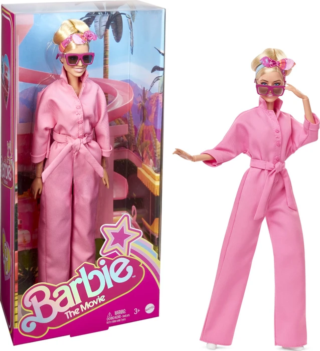 Mattel Barbie - Signature the Movie - Margot Robbie als Barbie im Rosa Jumpsuit mit Sonnenbrille und Kopftuch