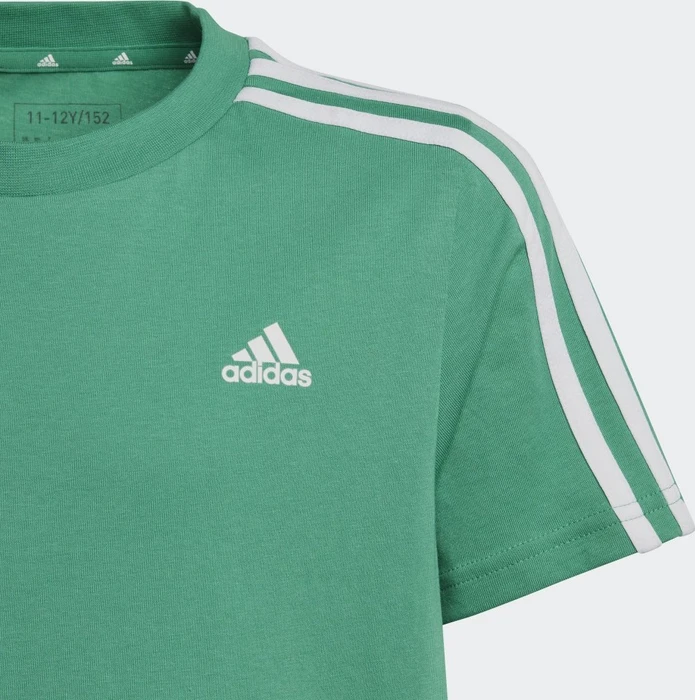 adidas Essentials 3-Streifen Cotton T-Shirt kurzarm semi court green/white (Junior)