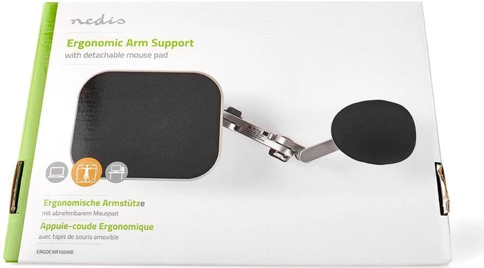 Nedis Ergonomische Armauflage mit abnehmbarem Mauspad, schwarz/grau
