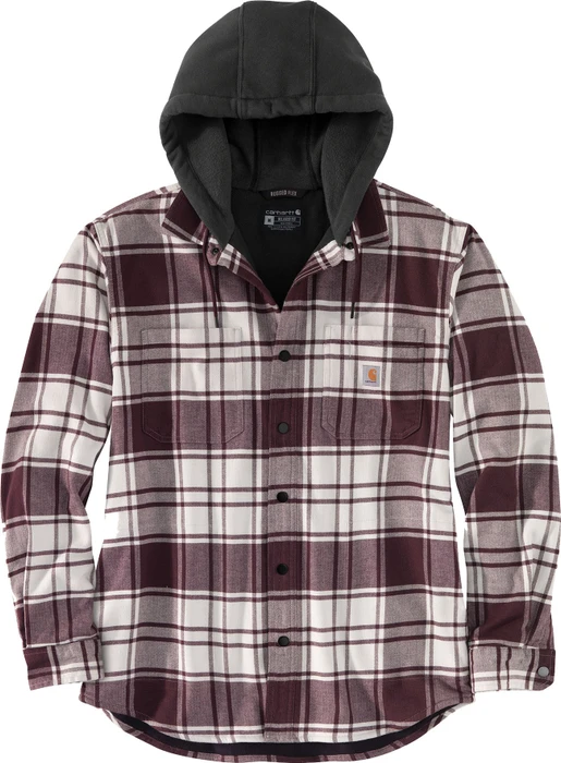 Carhartt Rugged Flex Relaxed Fit Flannel Fleece Lined Hooded Hemd langarm malt (Herren)