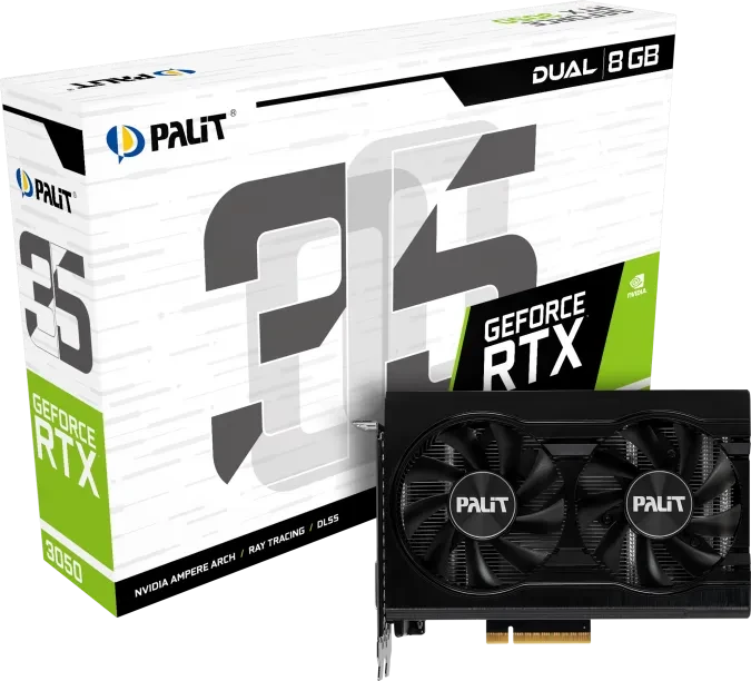 Palit GeForce RTX 3050 Dual / Dual V1 (GA107), 8GB GDDR6, DVI, HDMI, DP